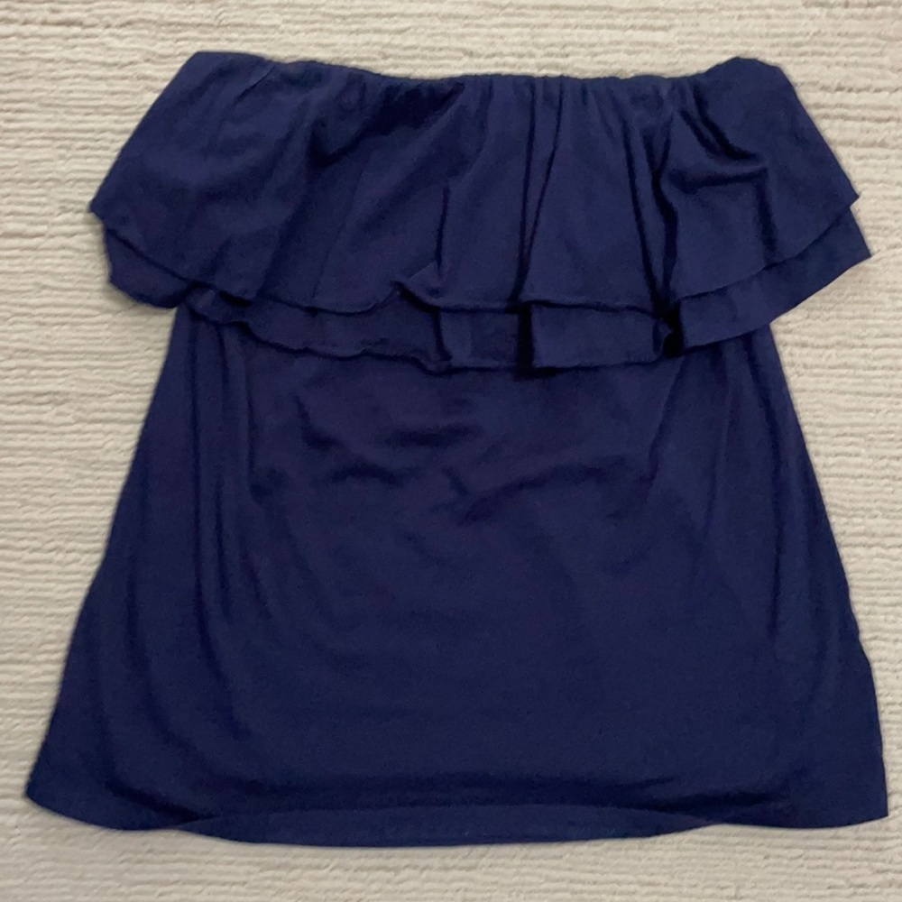 💞Lilly Pulitzer Ruffle Navy Blue Top Size Small. A